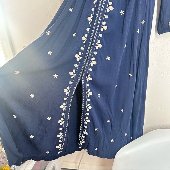 Natural Life Brae Embroidered Navy Midi Maxi Dress Size L - Picture 8 of 12
